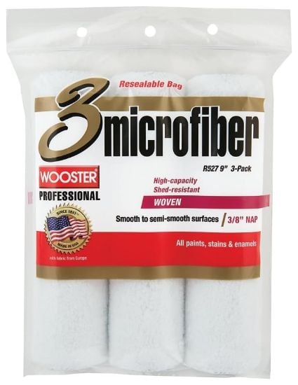 Picture of Wooster 9" Microfiber 3/8" Nap 3-Pk Roller Covers Part# - 00R5270090