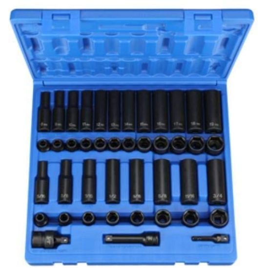 Picture of Grey Pneumatic 3/8" Drive 43 Piece Standard/Deep Sae/Metric Set Part# - 1243Rd