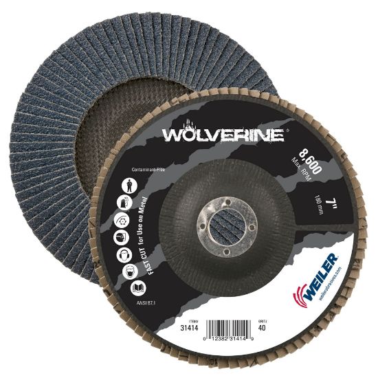 Picture of Weiler® 7" Wolv Flap Disc  Flat 40Z  7/8" Arbor Hole Part# - 31414