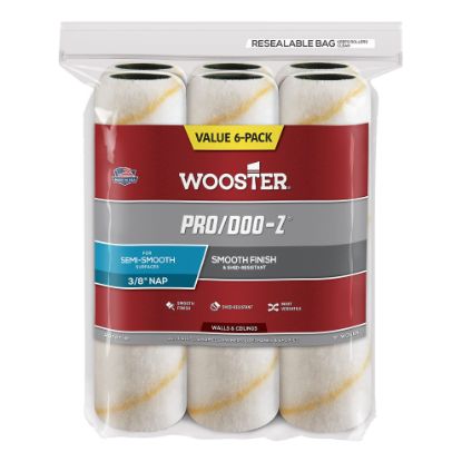 Picture of Wooster 9" Pro/Doo-Z 3/8" Nap 6-Pk Roller Covers Part# - 0Rr7270090