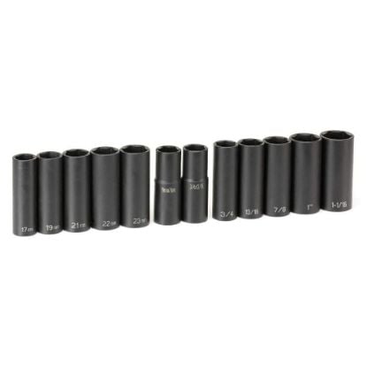 Picture of Grey Pneumatic 1/2" Drive 12 Piece Extra-Thin Wall Set Part# - 1500Dw