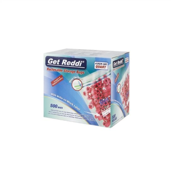 Picture of Get Reddi 7X8  1.75Mil  Clear Double Zipper Bags  500 Part# - Grzip-Qrt