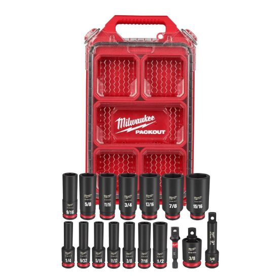 Picture of Milwaukee® Tool Shockwave Imp Duty Skt 3/8 Dr 17Pc Sae Packout Part# - 49-66-6800