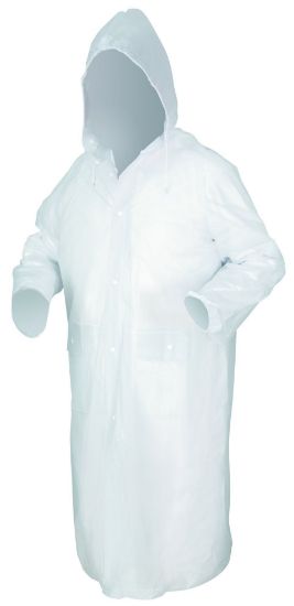 Picture of Mcr Safety Squall .20Mm Sin Ply Pvc49" Coat W/Det Hood Clr Part# - O72Cs