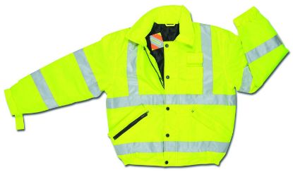 Picture of Mcr Safety Lum Insulated Poly Bomber Jacket- Fluor Lime Part# - Bmrcl3Lx3