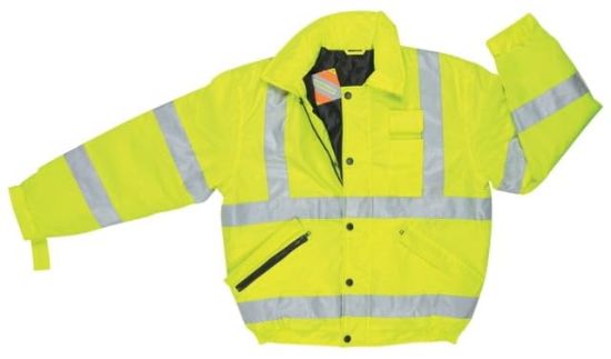 Picture of Mcr Safety Lum Insulated Poly Bomber Jacket- Fluor Lime Part# - Bmrcl3Lxl