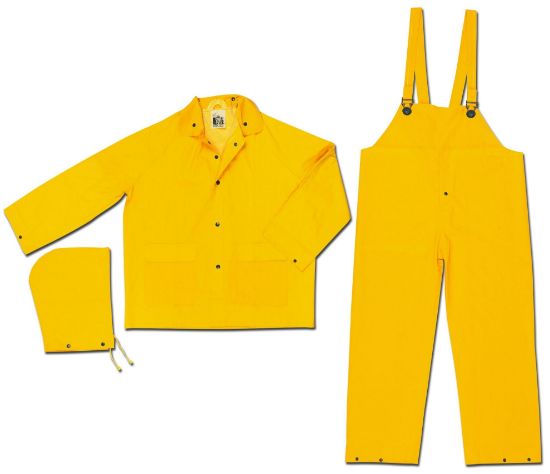 Picture of Mcr Safety Industry Grade- Pvc/Polyester Suit- 3 Pc- Yellow Part# - 2303M