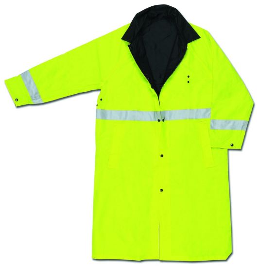 Picture of Mcr Safety Lum .54Mm Nyl/Pvc Rev Coat Lime/Blk 2" Slvr Stri Part# - 7368Crm