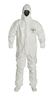 Picture of Dupont Coverall Zip Frt St Flapresp Hood El Wr Sk Bts Part# - D14371457