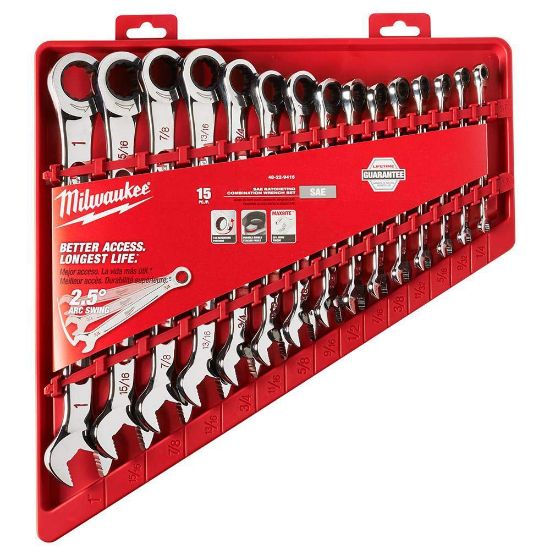 Picture of Milwaukee® Tool 15Pc Ratcheting Combination Wrench Set - Sae Part# - 48-22-9416