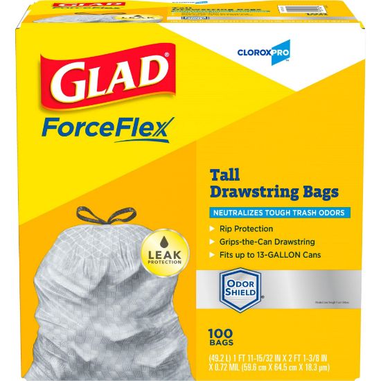 Picture of Glad Glad Forceflex Plus Drawstring White 13Gal 100Ct Part# - Clo70427