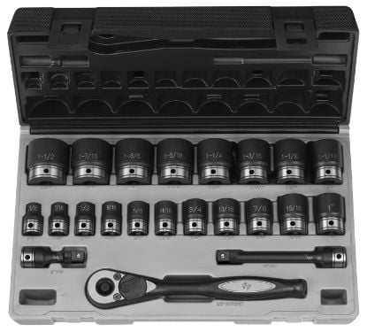 Picture of Grey Pneumatic 1/2" Dr. 22Pc Fractionalduo-Socket Set - 12 Poi Part# - 82222