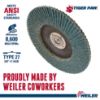 Picture of Weiler® 7" Tiger Paw Abrasive Flap Disc- Flat-36Z- 5/8"- Part# - 51139