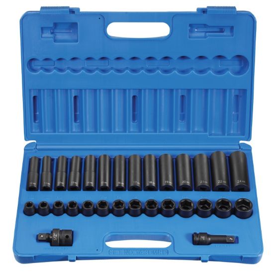 Picture of Grey Pneumatic 1/2" Drive 30 Piece Standard/Deep Metric Set Part# - 1430Mrd