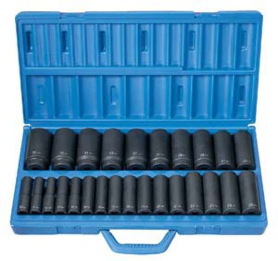 Picture of Grey Pneumatic 1/2" Drive 26 Pc. Deep Length Metric Master Set Part# - 1326Md