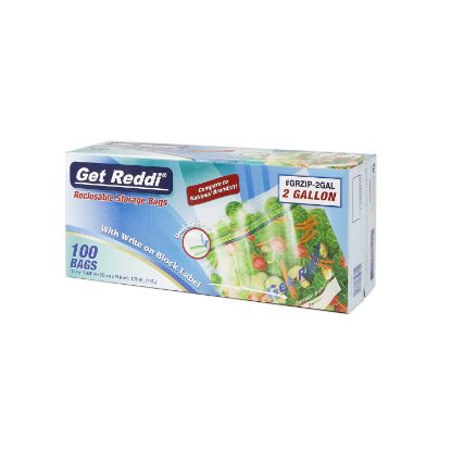 Picture of Get Reddi 13X15.6  1.75Mil Clear Double Zipper Bags  100 Part# - Grzip-2Gal