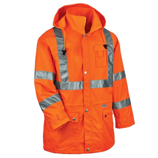 Picture of Ergodyne Glowear 8365 Class 3 Rain Jacket Orange Small Part# - 24312