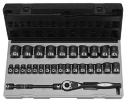 Picture of Grey Pneumatic 1/2" Dr. 29Pc Metric Duo-Socket Set - 6 Pt. Part# - 82629M