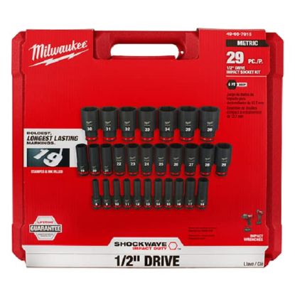 Picture of Milwaukee® Tool 29Pc Shockwave Imp Duty1/2" Dr Met Deep 6Pt Skt Part# - 49-66-7015