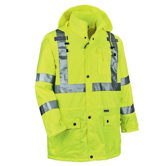 Picture of Ergodyne Glowear 8365 Class 3 Rain Jacket Lime Large Part# - 24324