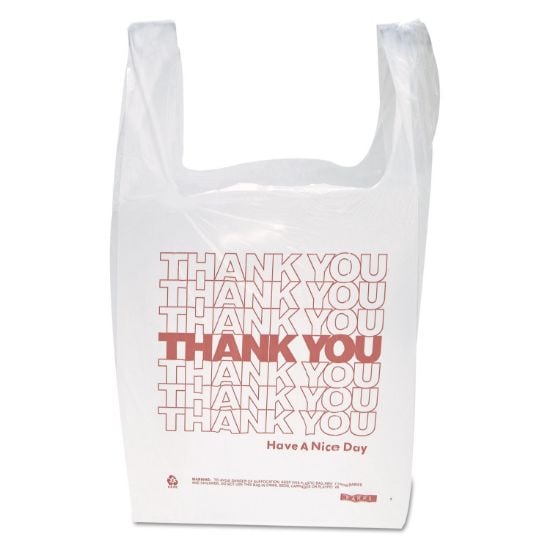 Picture of Pitt Plastics 11.5X6X21 X12.5Mic  900 White "Thank You" Bags Part# - #Thw1Val