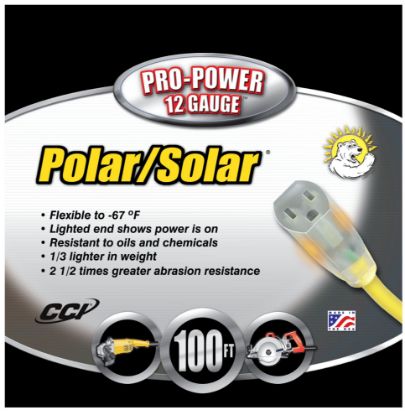 Picture of Southwire 100' Yel Polar/Solar Plus Ext. Cord 12/3 Sjeow- Part# - 1689Sw0002