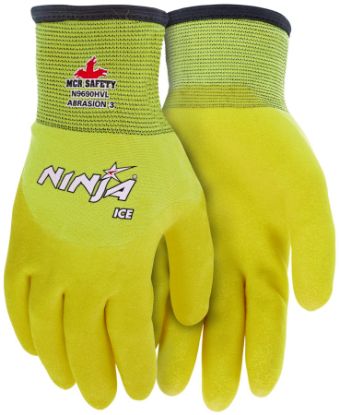 Picture of Mcr Safety Ninja Ice 7Ga Acrylic Hivis Lime Palm/Fingertip Part# - N9690Hvl