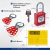 Picture of Brady® 6-Padlock Board W/Pl-38St-Red-Kd6Pk Part# - 153679