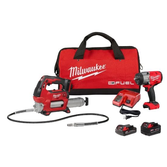 Picture of Milwaukee® Tool 1/2" Htiw W/ Friction Ring & Grease Gun Combo Kt Part# - 2967-22Gg