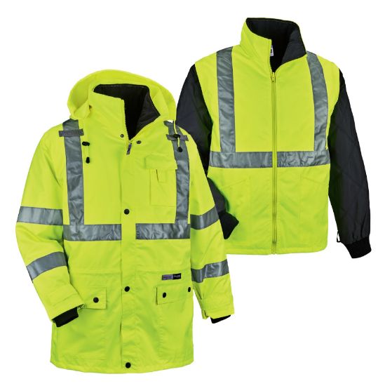 Picture of Ergodyne Glowear 8385 Class 3 4-In-1 Jacket- S- Lime Part# - 24382