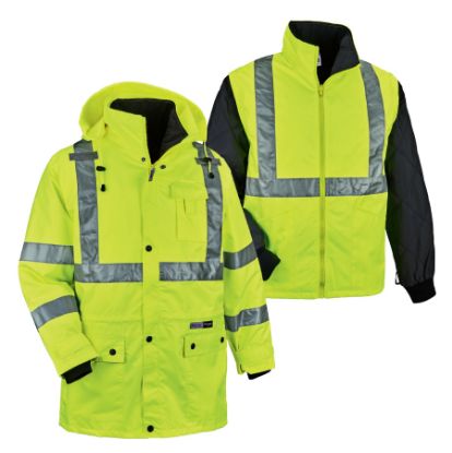 Picture of Ergodyne Glowear 8385 Class 3 4-In-1 Jacket- M- Lime Part# - 24383