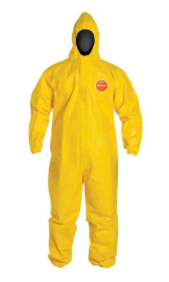 Picture of Dupont Tychem Qc Coverall Yellow Zip Ft Sg Hd Ela Wrist Part# - D13396879