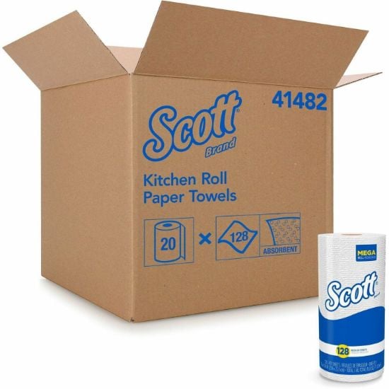 Picture of Scott® White 11X8.78" Scott Kitchen Roll 128 Sheets Part# - 41482