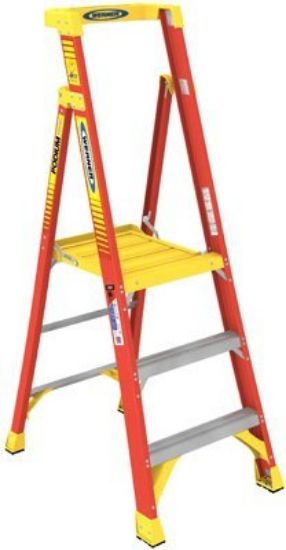 Picture of Werner 9Ft Reach Height Fiberglass Podium Ladder 3Ft Ty Part# - Pd6203