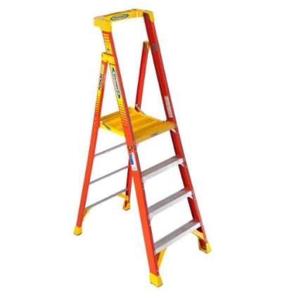 Picture of Werner 10Ft Reach Height Fiberglass Podium Ladder 4Ft T Part# - Pd6204