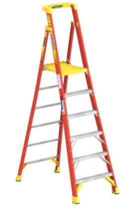 Picture of Werner 12Ft Reach Height Fiberglass Podium Ladder 6Ft T Part# - Pd6206