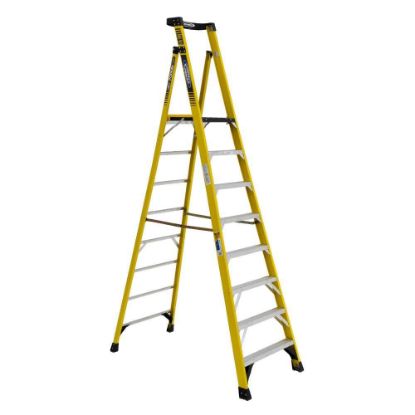 Picture of Werner 14Ft Reach Height Fiberglass Podium Ladder 8Ft T Part# - Pd7308