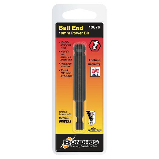 Picture of Bondhus® 10Mm Balldriver Power Bit  3"L 108 Series Part# - 10876