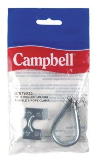 Picture of Campbell® Rope Clamp W/Thimble Carded Part# - B7679035