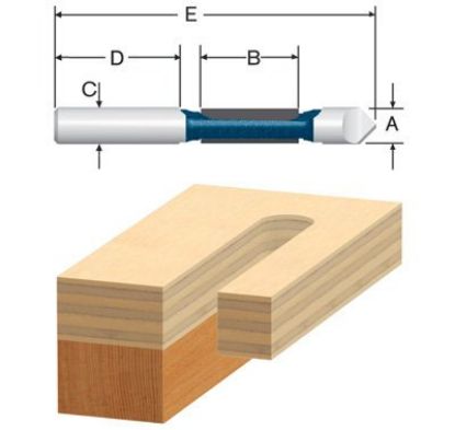 Picture of Bosch Power Tools 1/2" Pilot Panel Bit 1/2" Shank Single Flute C.T Part# - 85246B50