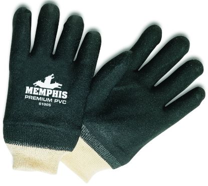 Picture of Mcr Safety Double-Dipped Pvc Blackgloves Rough Finis Part# - 6100S