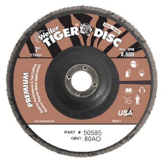 Picture of Weiler® Tiger Disc 7" 80Grit 7/8Arb Part# - 50585