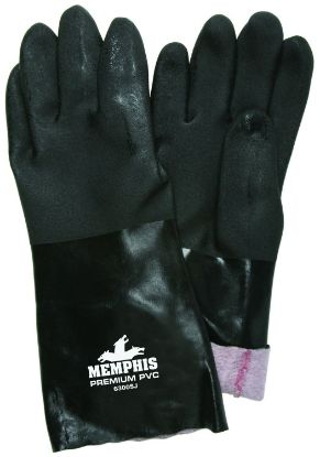 Picture of Mcr Safety 14" Black Double-Dippedpvc Gloves Jersey Line Part# - 6300Sj