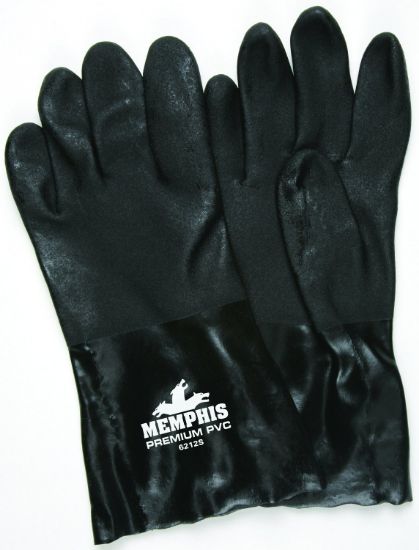 Picture of Mcr Safety Double-Dipped Pvc Blackgloves Rough Finis Part# - 6212S