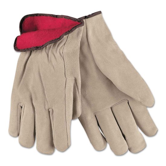 Picture of Mcr Safety Red Fleece Lined Splitleather Glove Cream Part# - 3150M