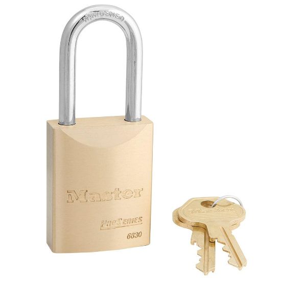 Picture of Master Lock® 5 Pin Brass Rekeyable Padlock Keyed Diffe Part# - 6830Lf