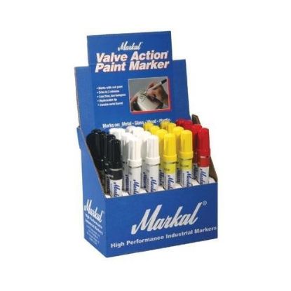 Picture of Markal® Yellow Valve Action Paint Marker Display 24/Dsp Part# - 96811