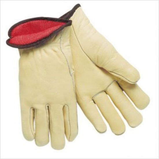 Picture of Mcr Safety Red Fleece Lined Grain Leather Glove Cream Color Part# - 3250S