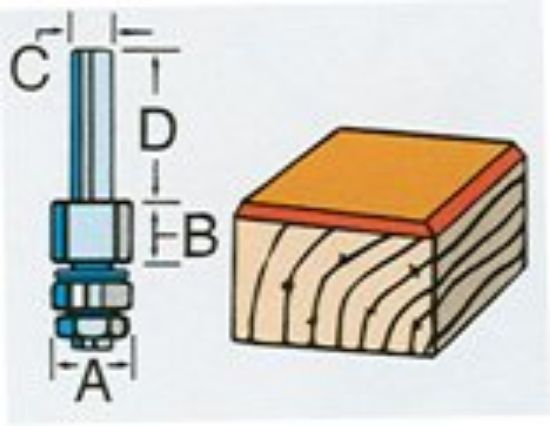 Picture of Porter Cable 3/8" 2 Flute Laminate Trim Bit W/Bb Guide 1/4 Sh Part# - 43290Pc