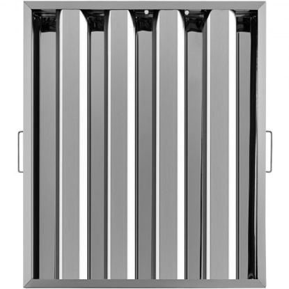 Picture of VEVOR Pack of 6 Hood Filters 19.5W x 24.5H Inch, 430 Stainless Steel 4 Grooves Commercial Hood Filters, Range Hood Filter for Grease Rated Commercial Kitchen Exhaust Hoods